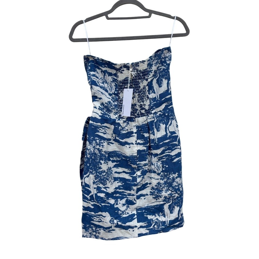NWT Reformation Turnip Dress, Toscana Print, Strapless Wrap, Blue, Size 8 - Picture 3 of 6